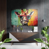 Happy Giraffe Brushed Aluminum Dibond Wall Art.